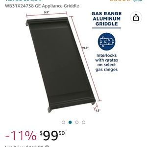 GE Stovetop Griddle (new, unused) WB31X24738